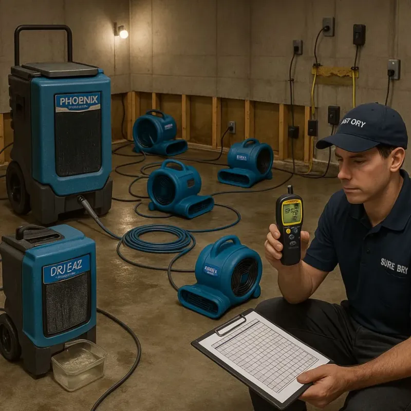 Structural Drying and Dehumidification process in Canton, MO